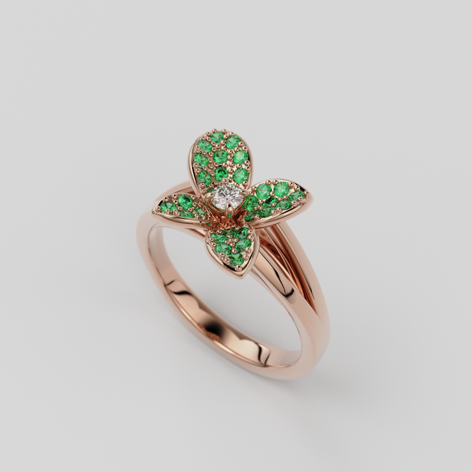 Bague "Fleurette" émeraudes collection Fleur de Peau