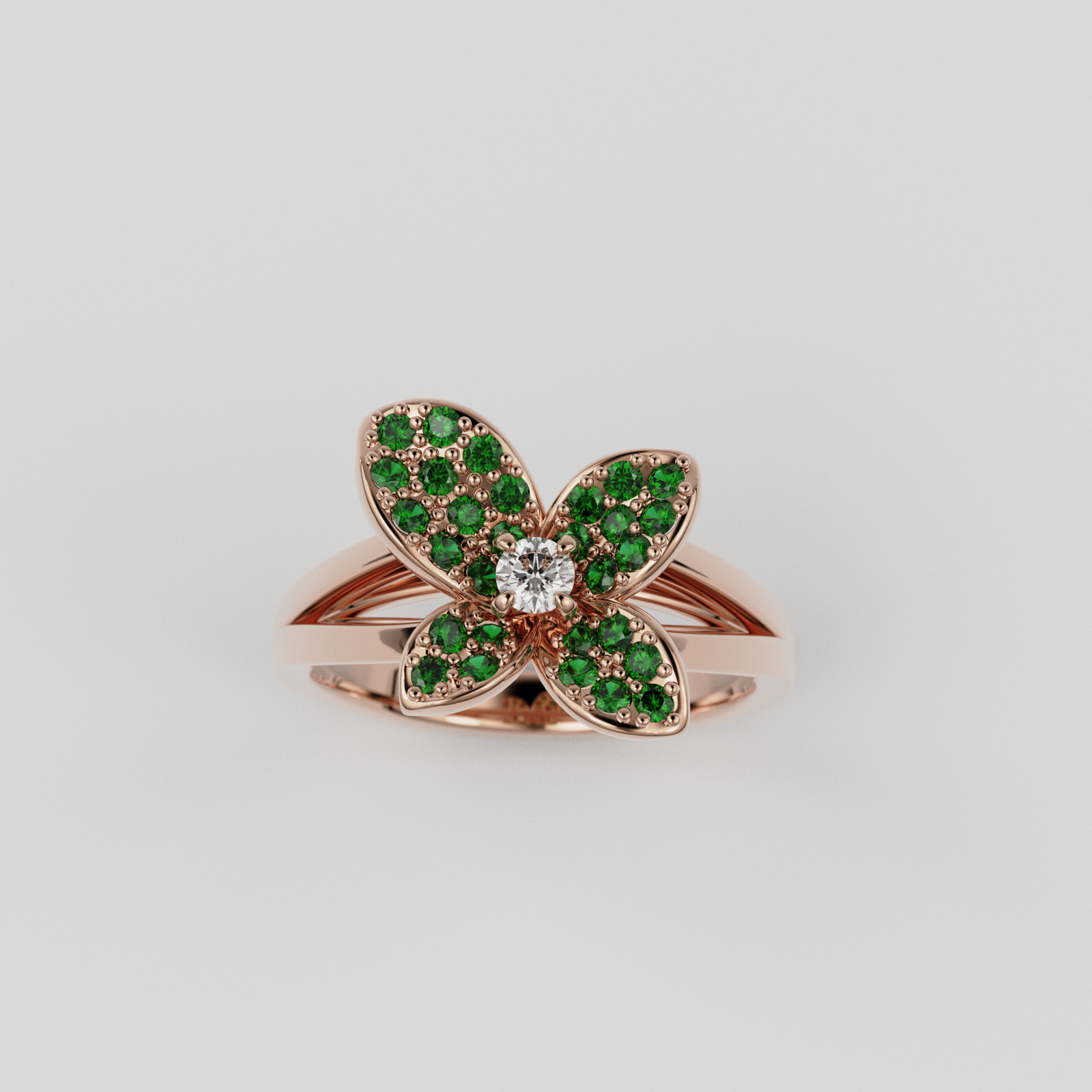 Bague "Fleurette" émeraudes collection Fleur de Peau