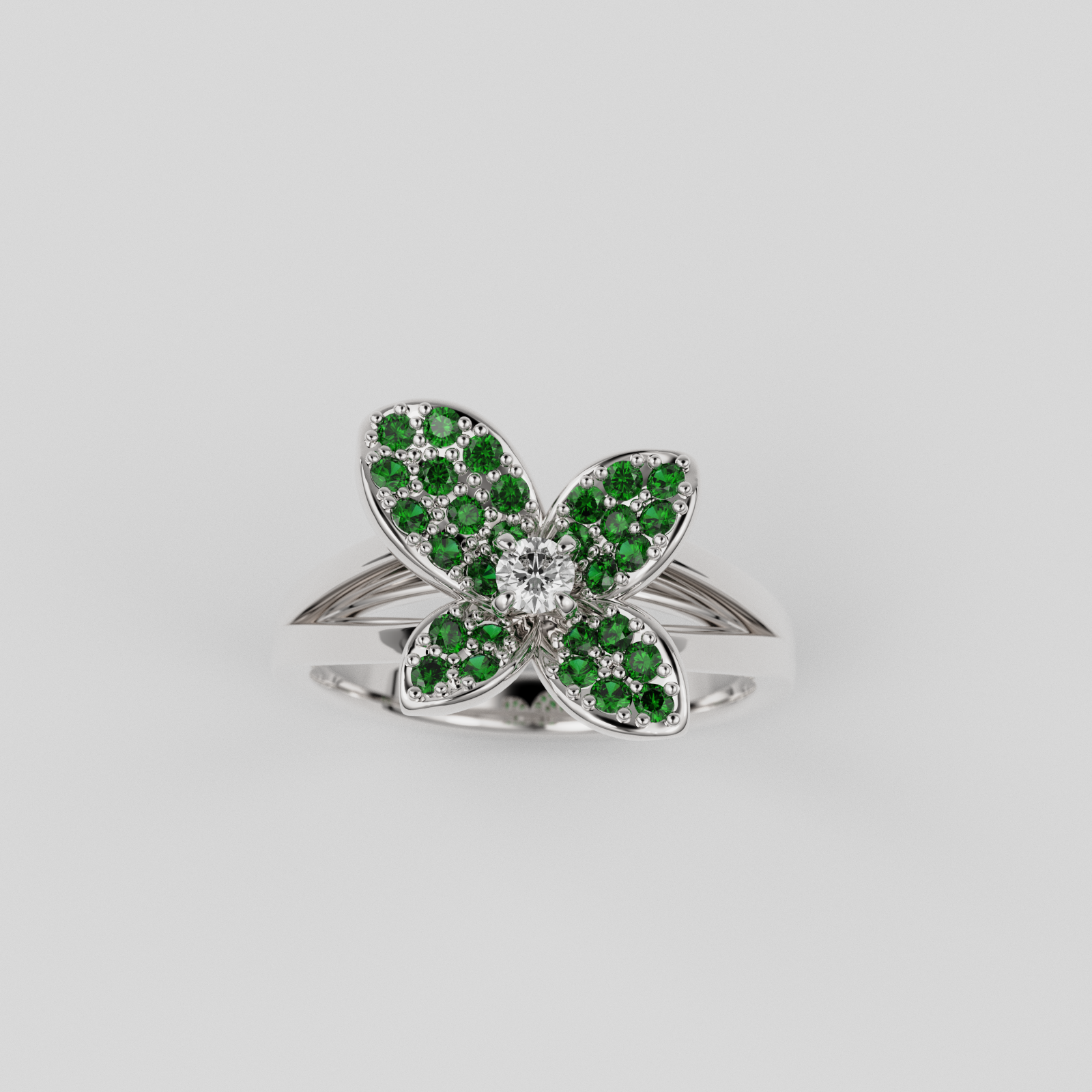 Bague "Fleurette" émeraudes collection Fleur de Peau