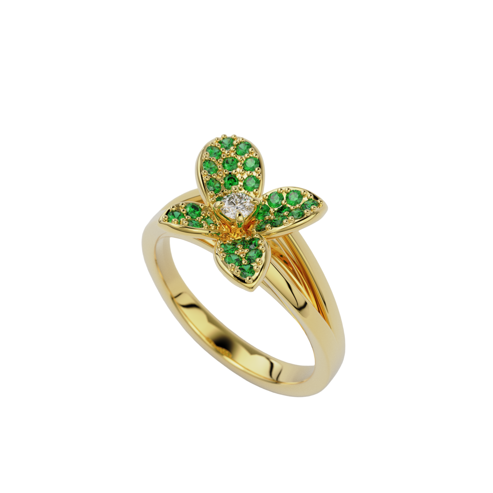 Bague "Fleurette" émeraudes collection Fleur de Peau