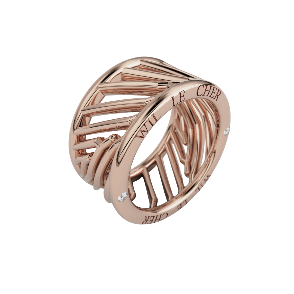 Bague Palme en or rose 2