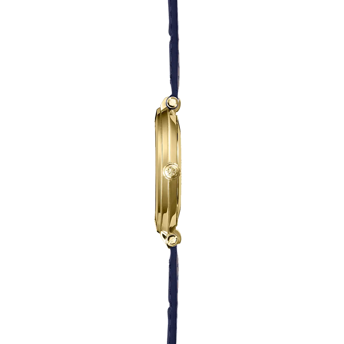 NEWPORT – SLIM – PVD OR JAUNE & CUIR BLEU