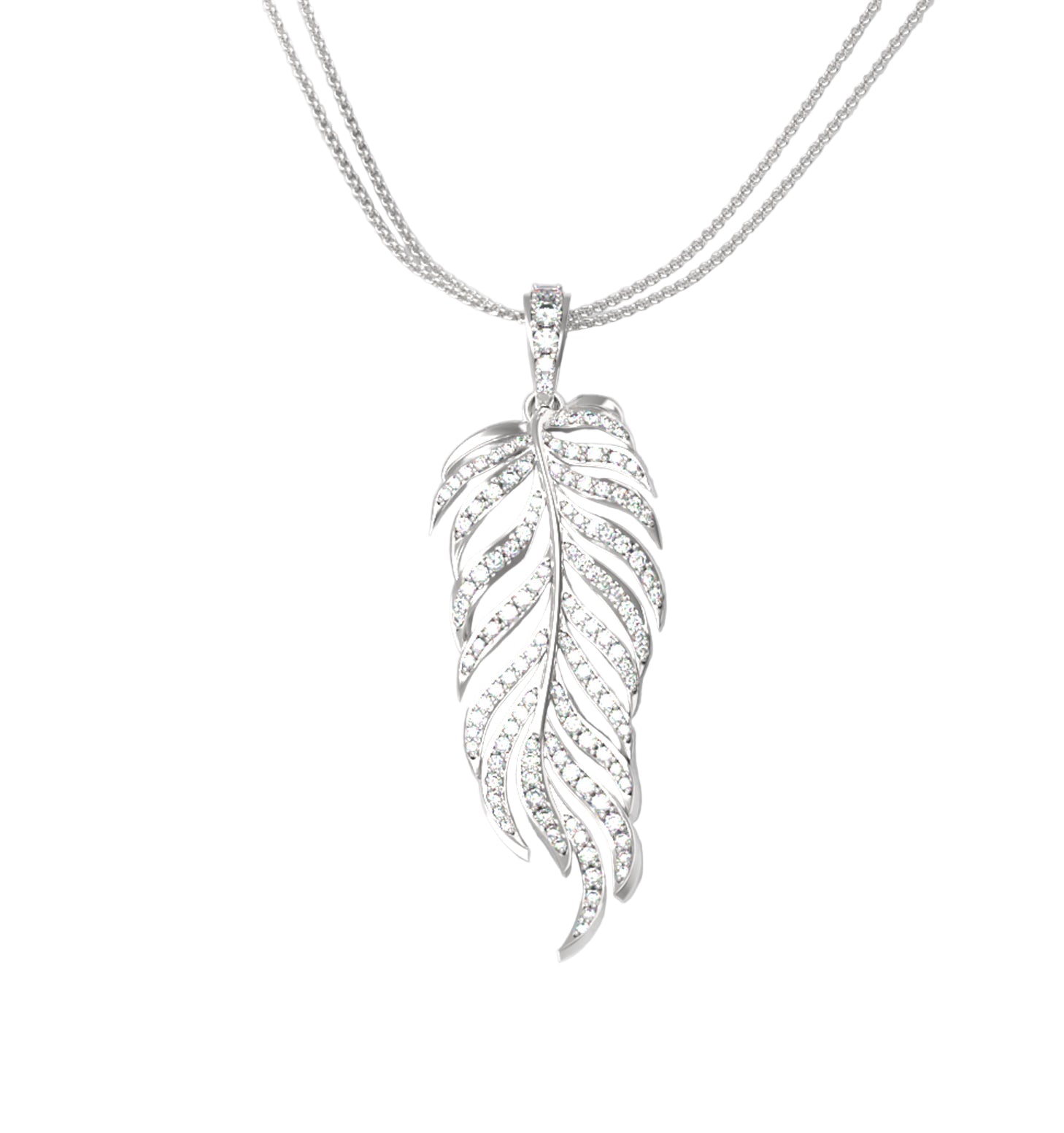 Pendentif "Plume d'Émotion" pavée de diamants