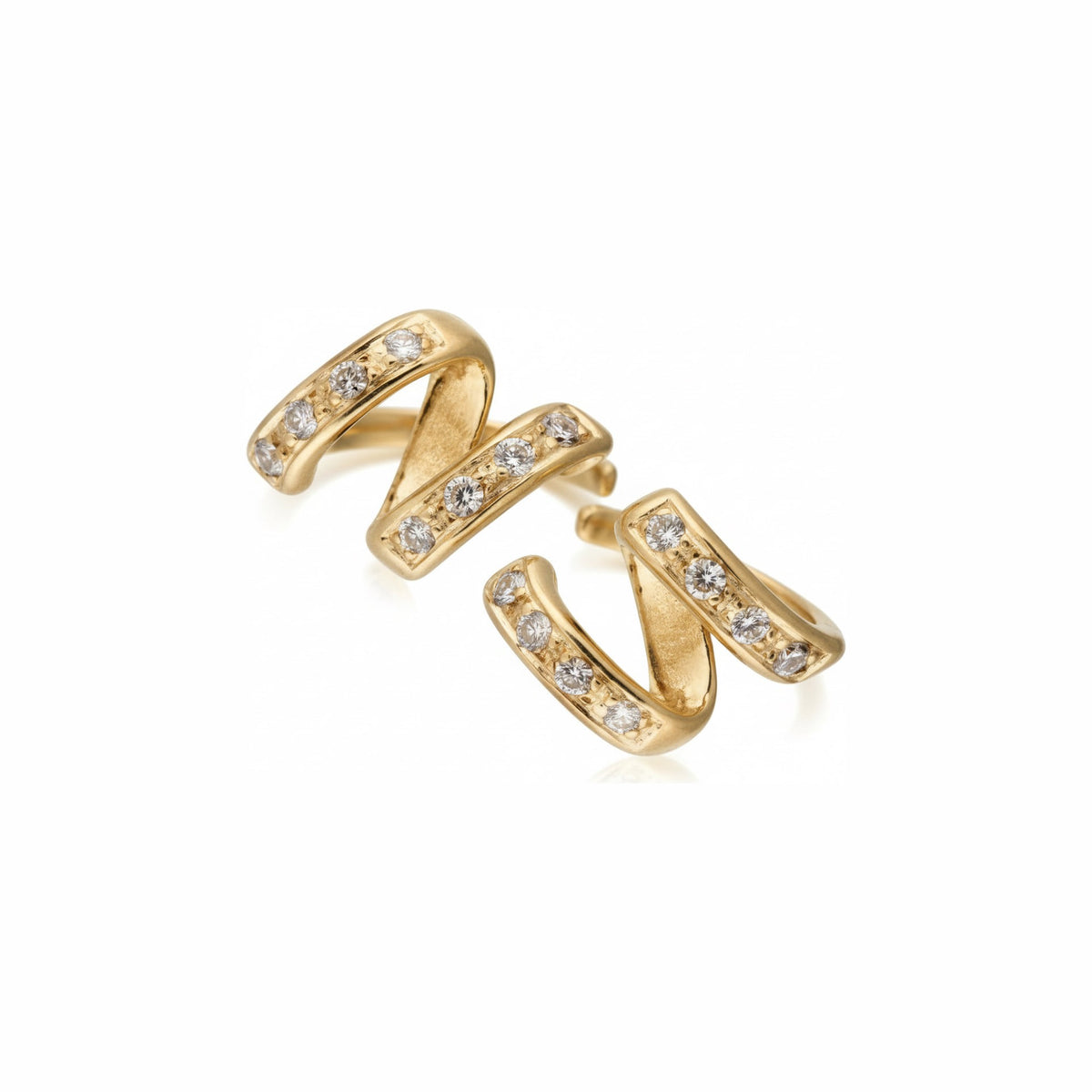boucles doreilles le petit tourbillon de la vie en or 18 carats empierees de diamants de 0 16 carats