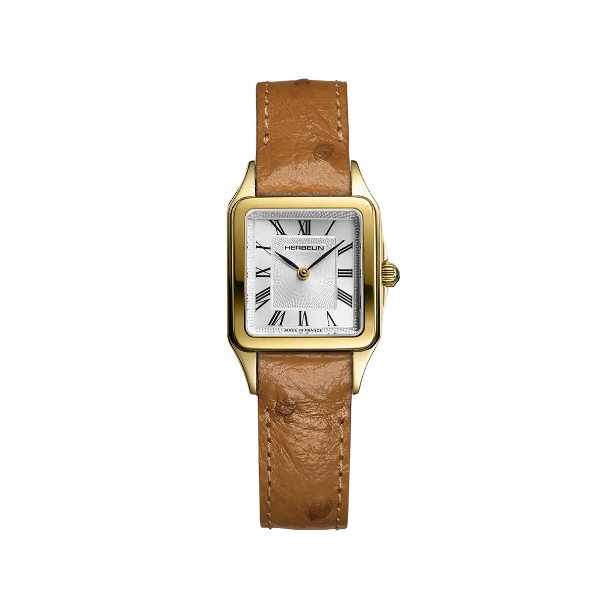 LUNA – QUARTZ – DORÉ & CUIR CAMEL