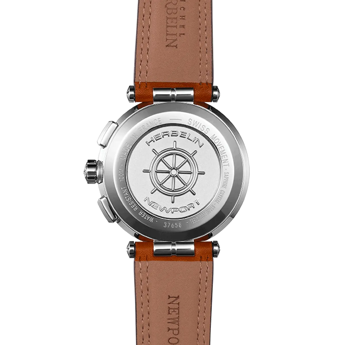 NEWPORT – CHRONOGRAPHE – BLEU & CUIR BRUN