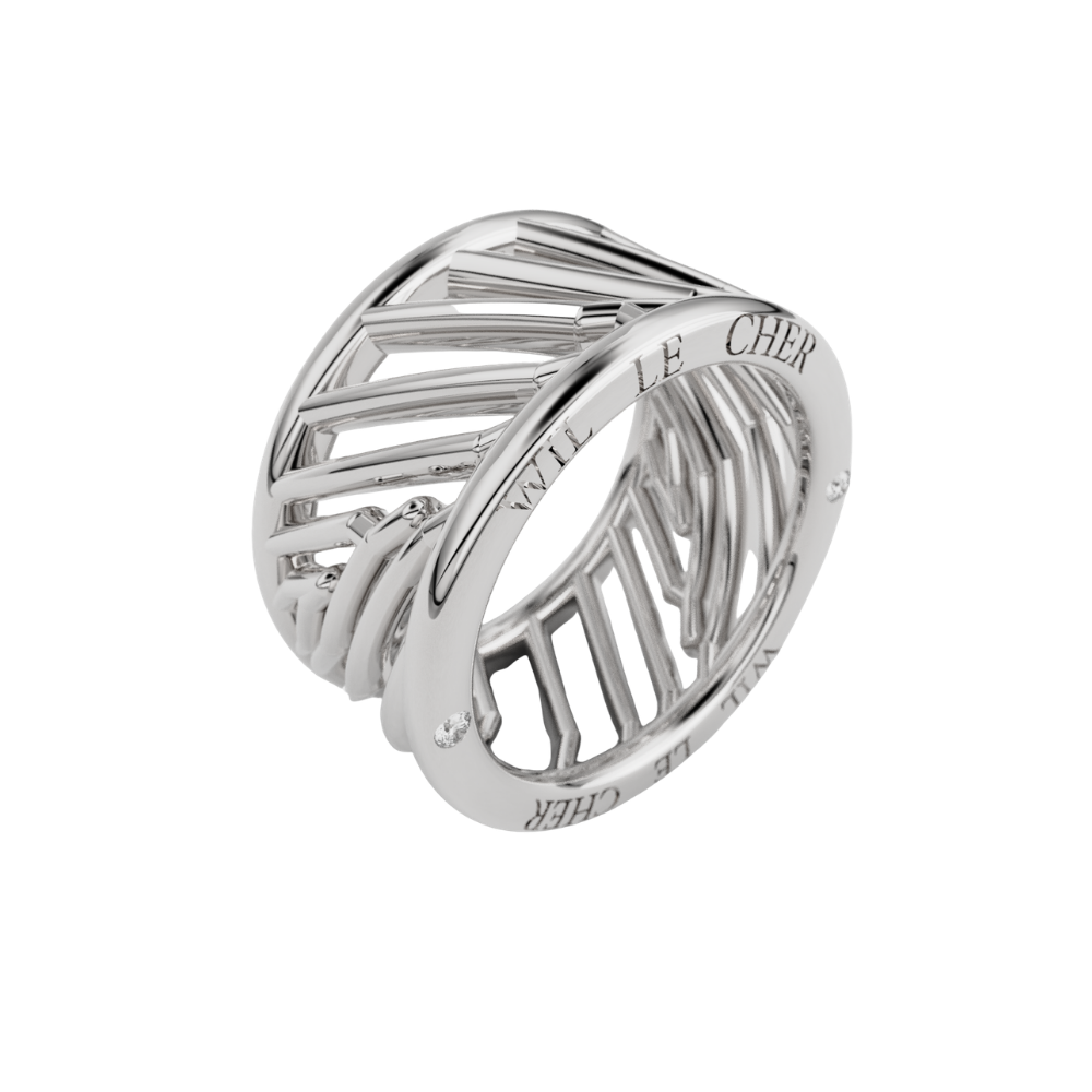 Bague Palme en or blanc