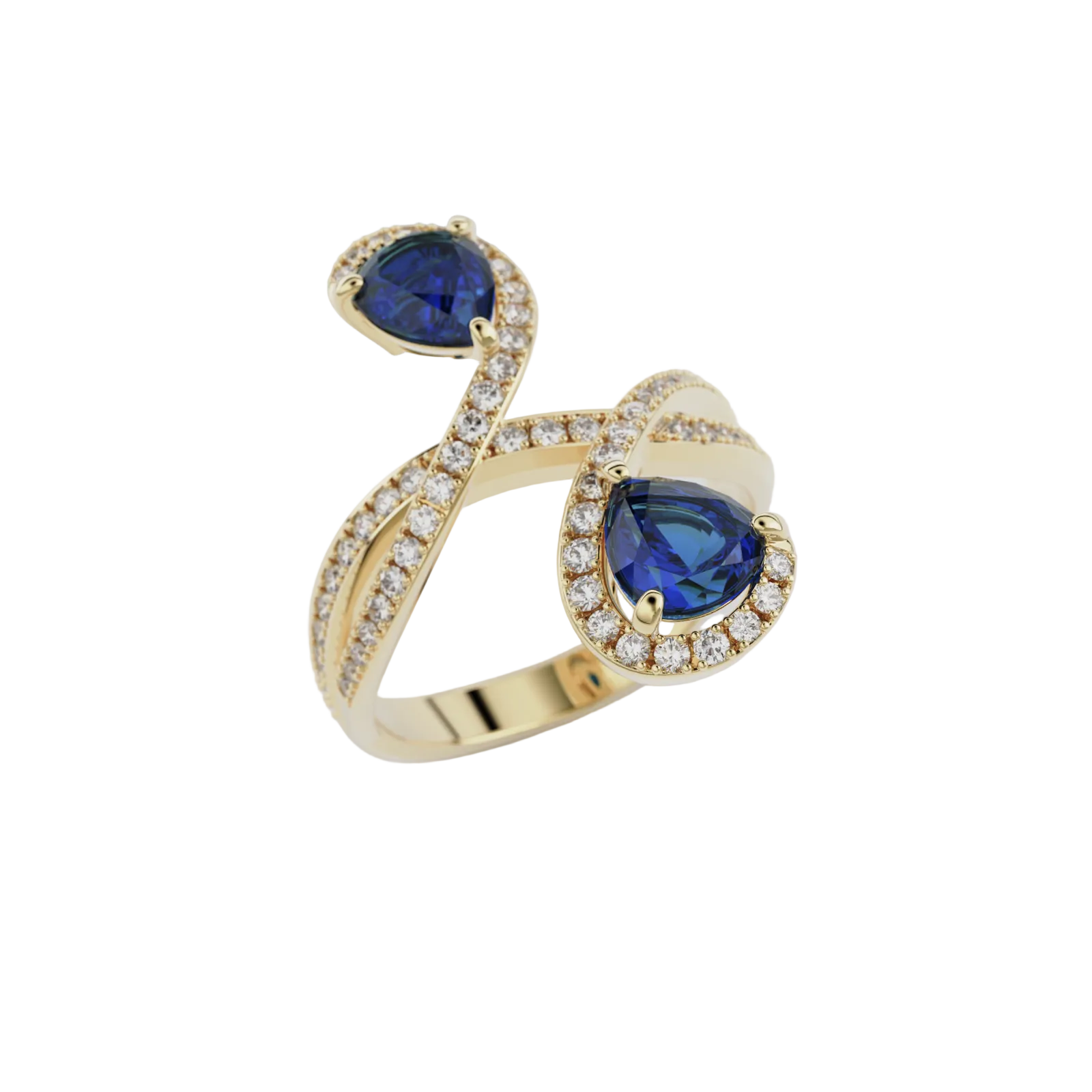 Bague double saphir en or jaune