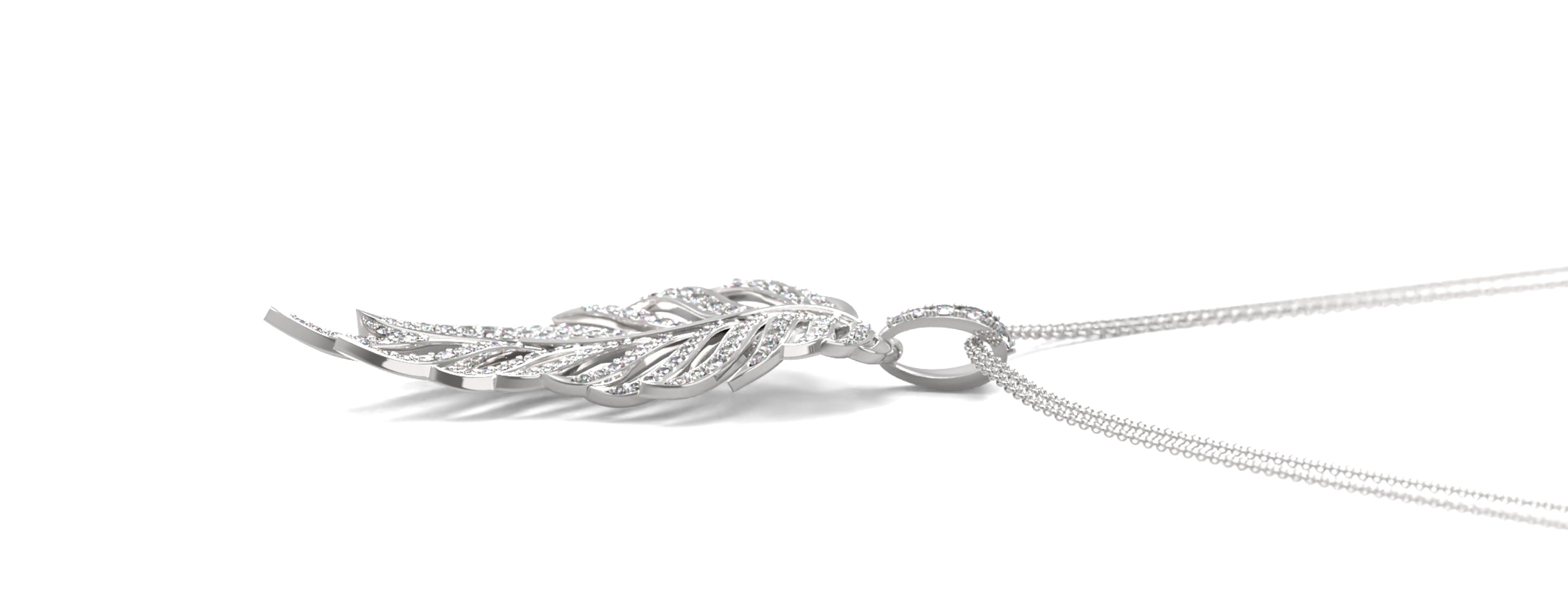 Pendentif "Plume d'Émotion" pavée de diamants1