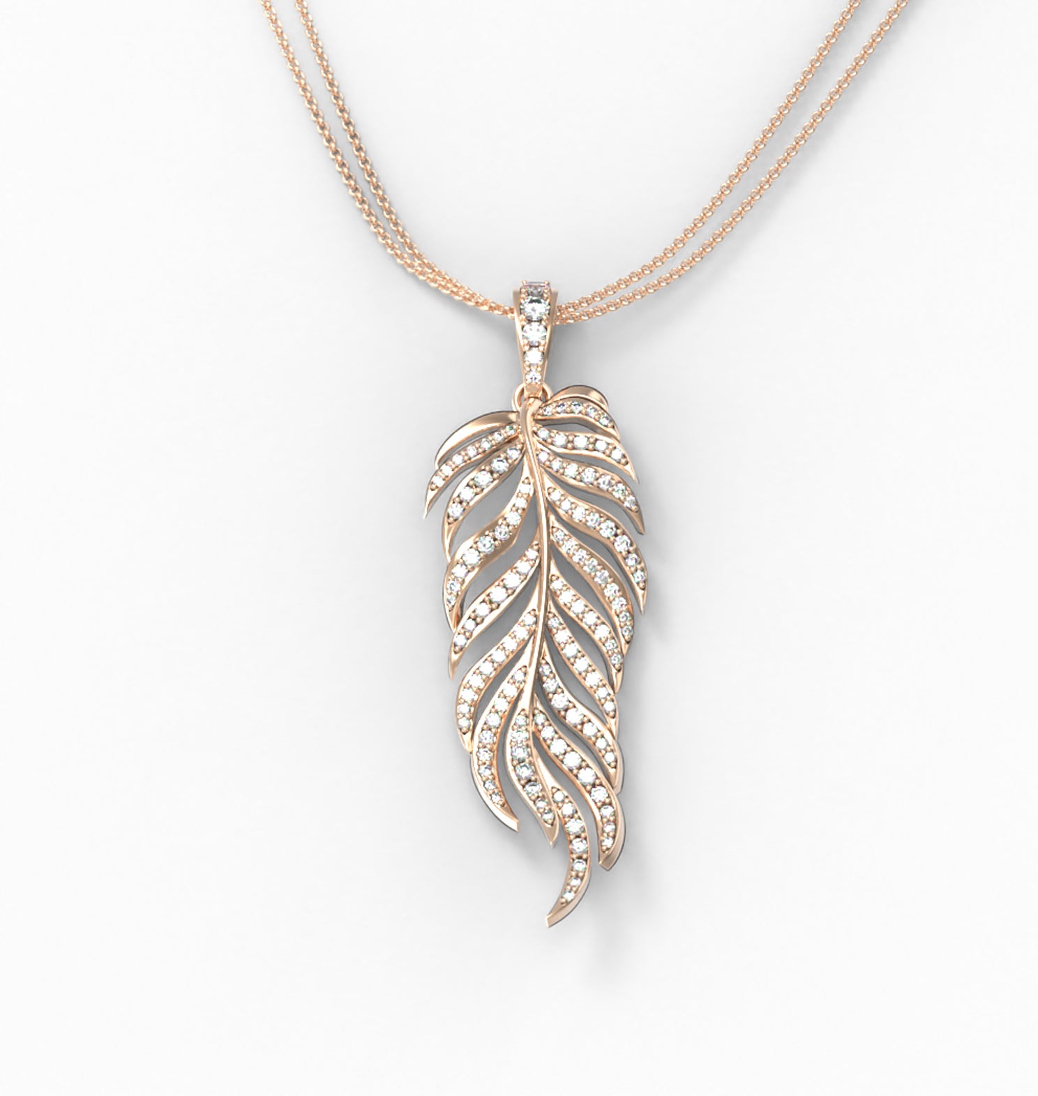 Pendentif "Plume d'Émotion" pavée de diamants3