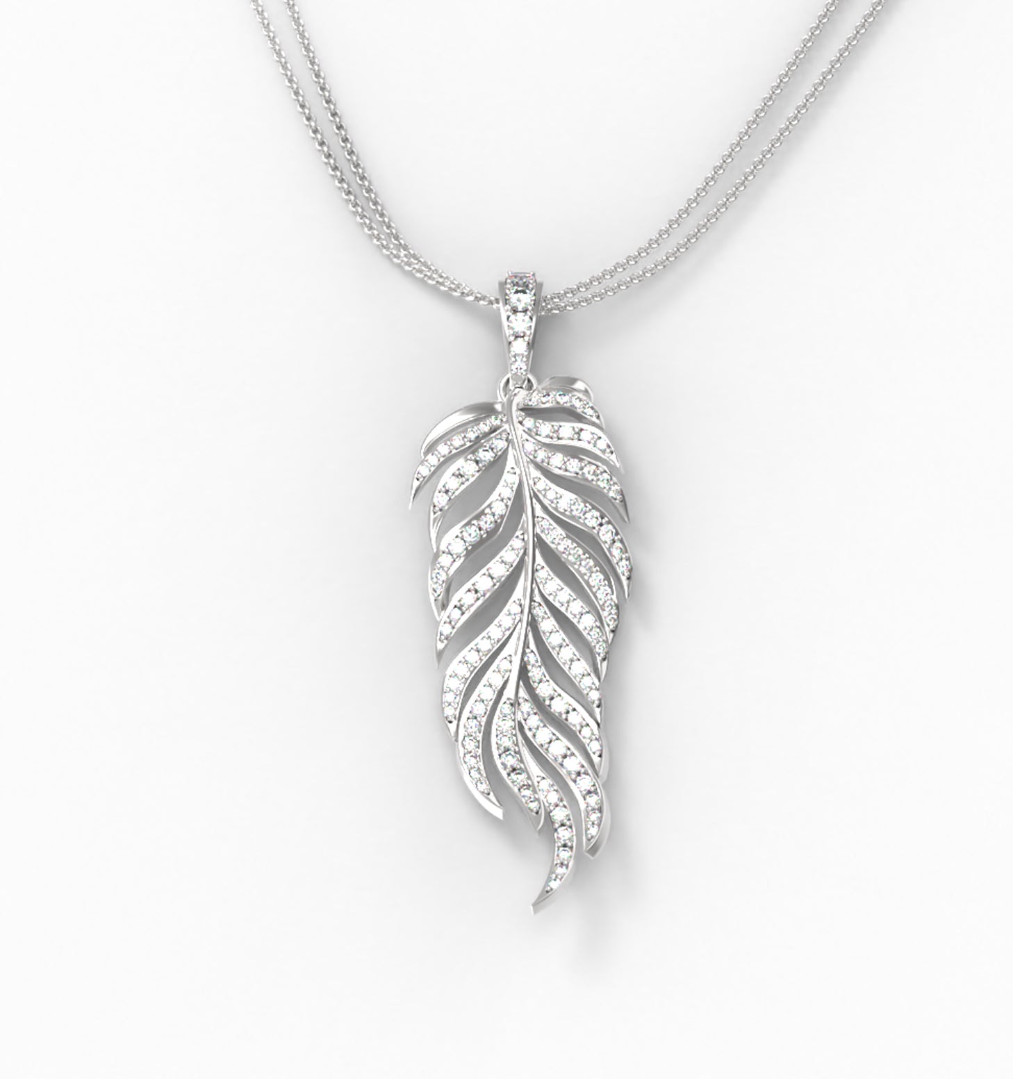 “Plume” pendant paved with diamonds