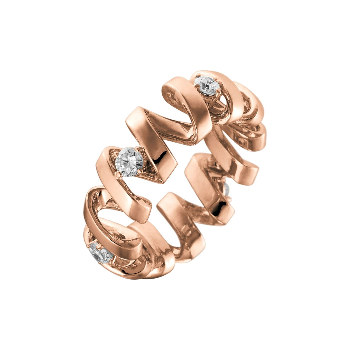 alliance tourbillon de la vie femme en or rose 18 carats empierree de diamants 0 60 carats